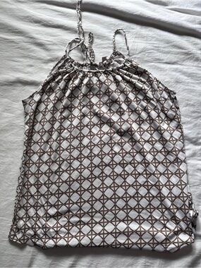 Banana Republic Geometric Print Drawstring Skirt — White & Brown